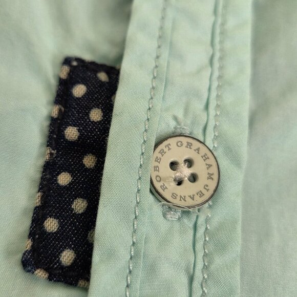 Robert Graham Button Down Shirt Men's Medium Turquoise Long Sleeve Contrast Cuff - Picture 6 of 15